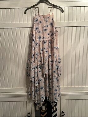 Moon River Light Pink Swiss Dot Floral Tiered MIDI Size S